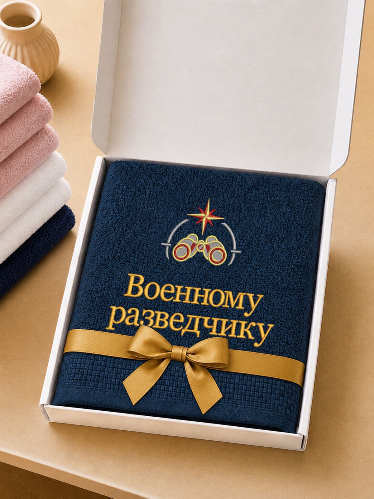 Подарок военному разведчику полотенце 70х140 с вышивкой — фото 5