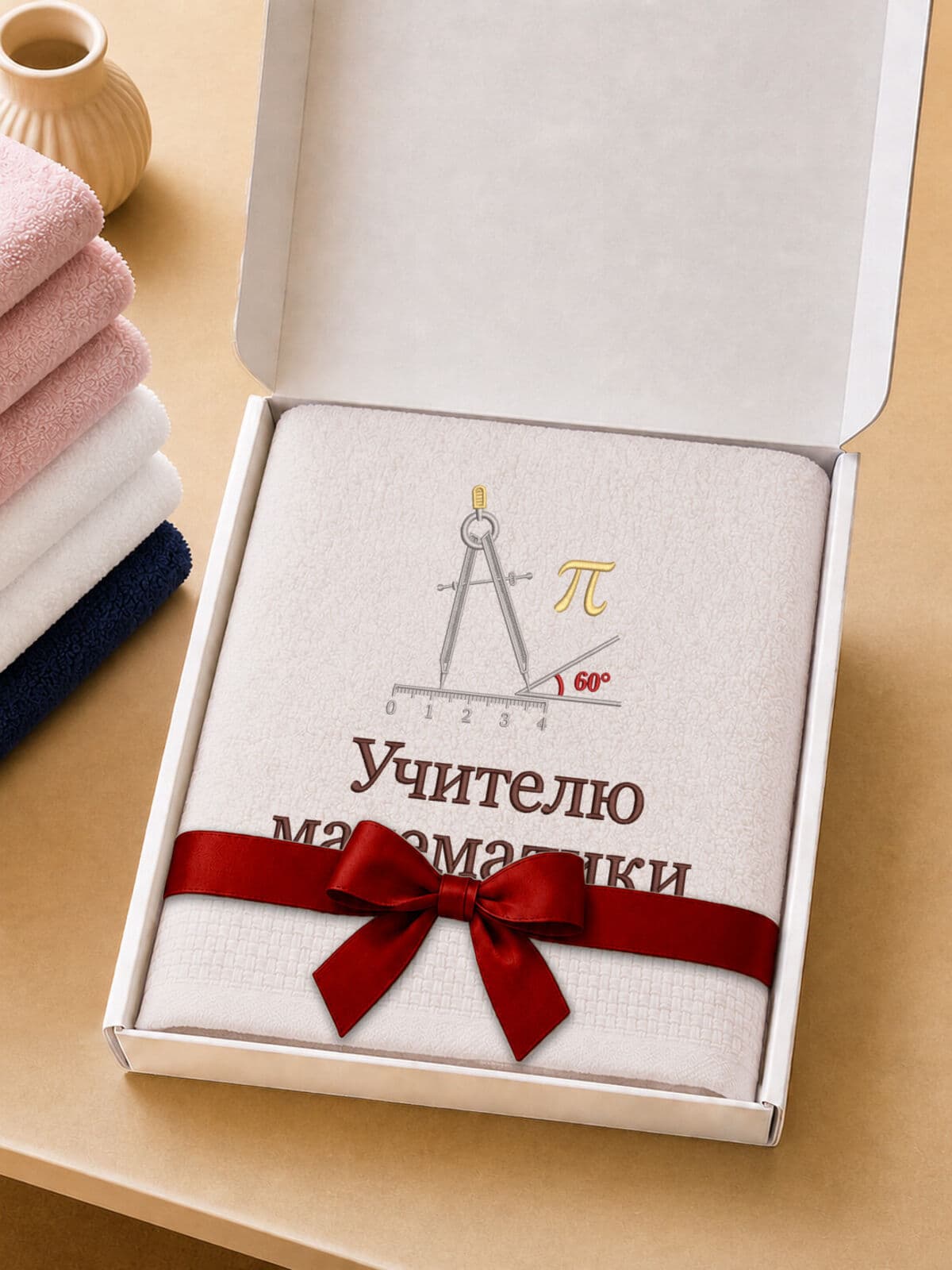 Подарок учителю математики полотенце банное 70х140 — фото 5