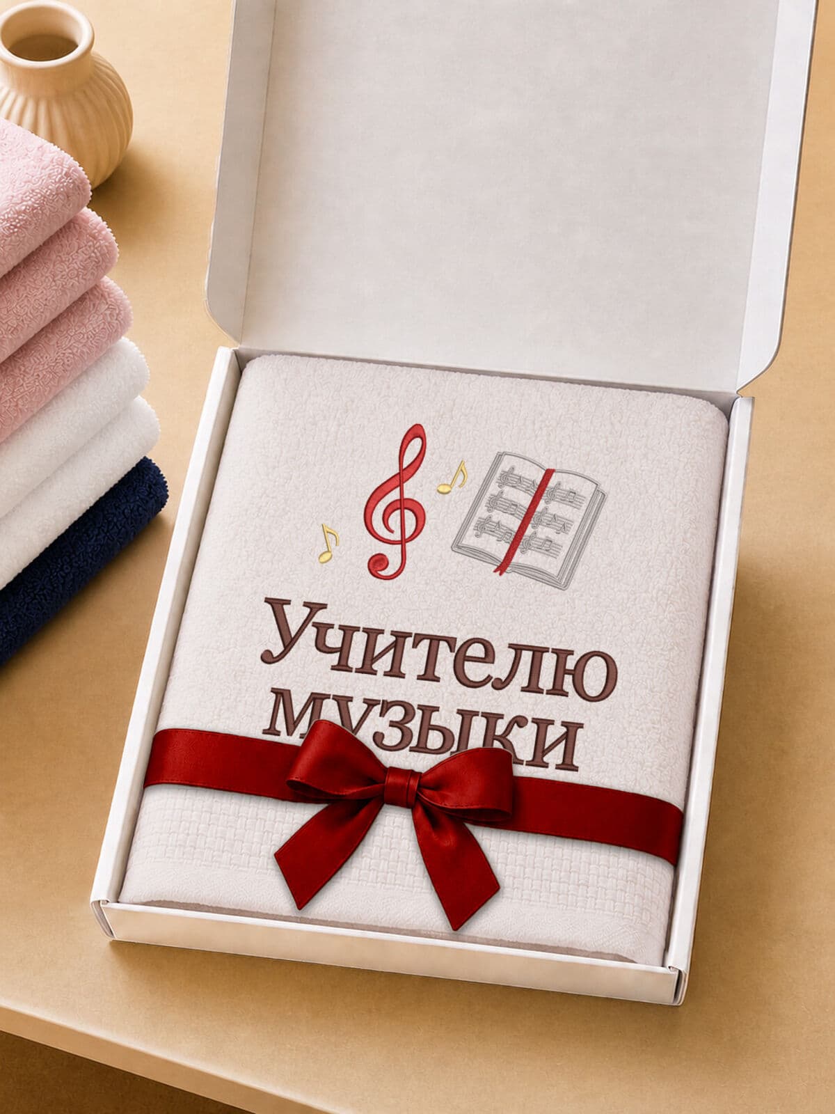 Подарок учителю музыки полотенце банное 70х140 с вышивкой — фото 5