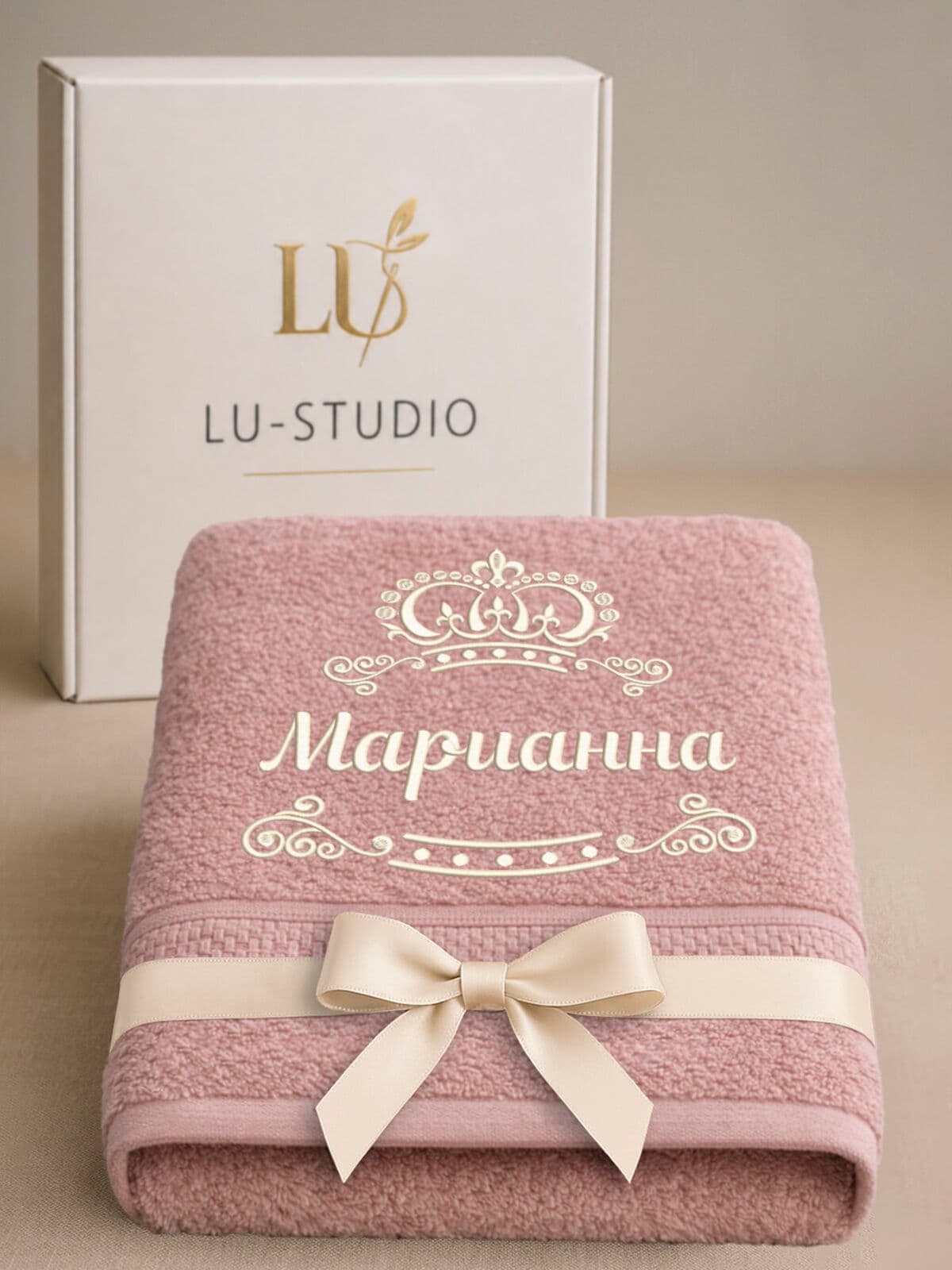 Полотенце Марианна 70х140 подарок именная вышивка с короной