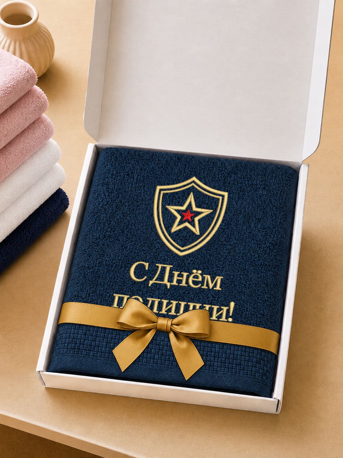 Подарок на День полиции полотенце банное 70х140 с вышивкой — фото 5