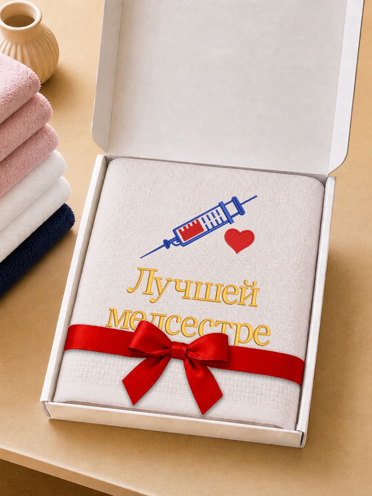 Подарок медсестре полотенце 70х140 в премиальной коробке — фото 5