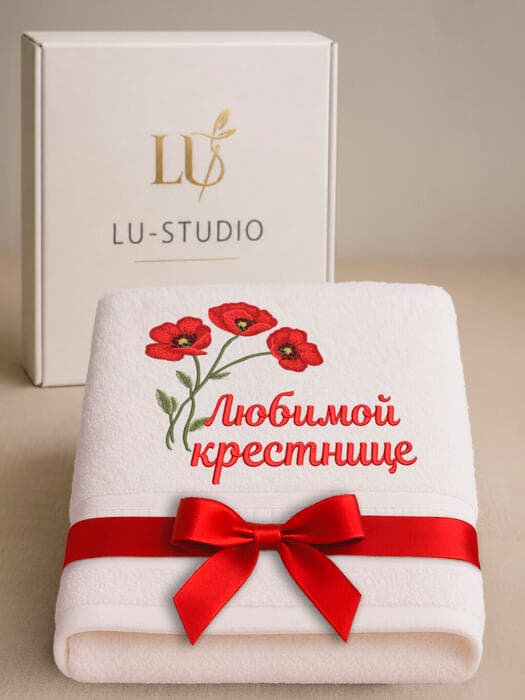Подарок любимой крестнице банное полотенце